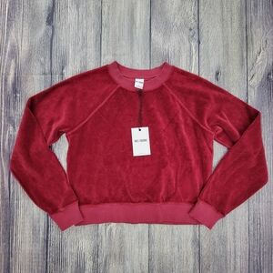 Re/Done NWT Red Velvet Cropped Sweatshirt